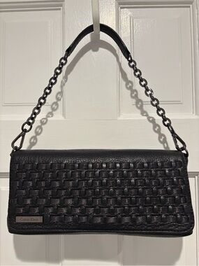 Calvin Klein Black Leather Bag with detachable Chain Strap
